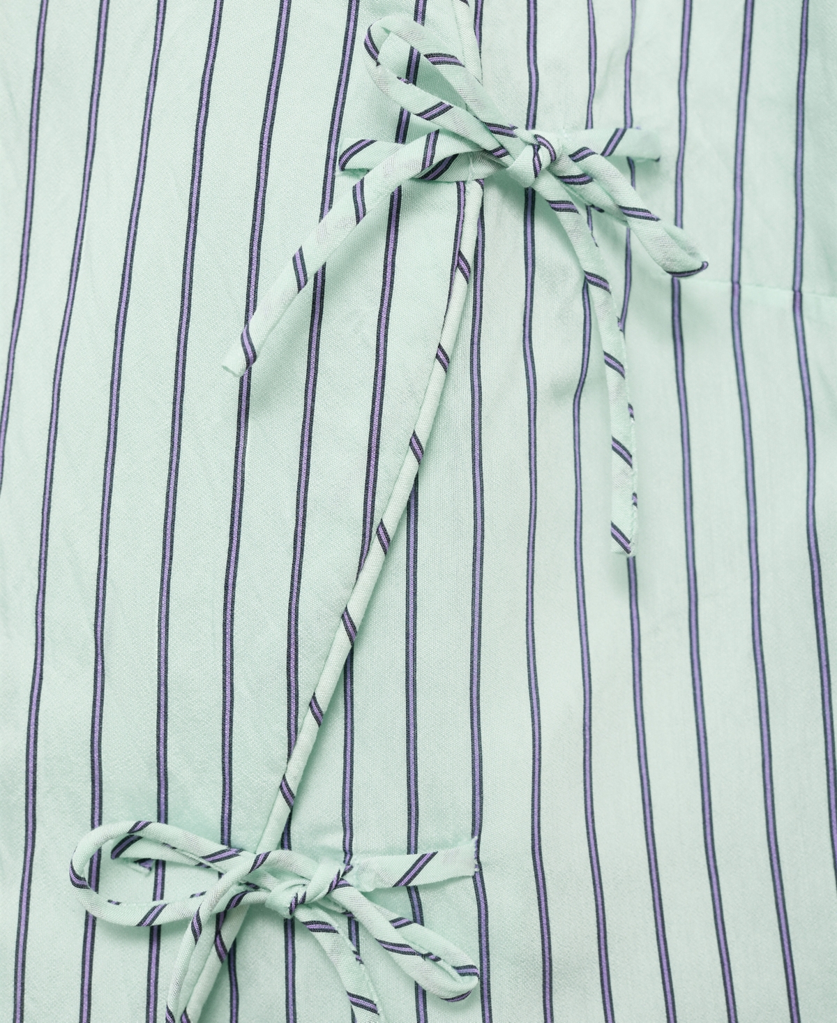 Mango Women's Strap Neckline And Laces Striped Top In Green