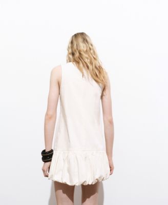 Women's Puffed Hem Denim Dress