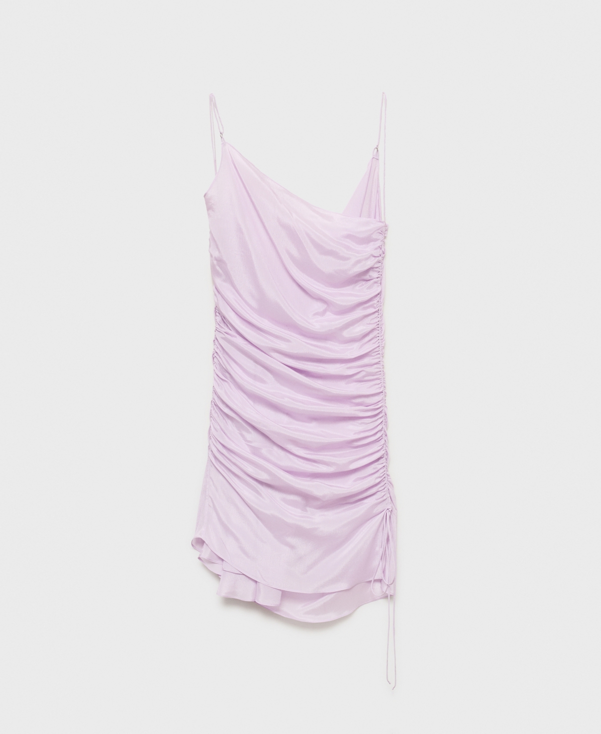Mango X Supriya Lele Ruched Bodice Mini Dress With Draped Open Back Detail In Purple