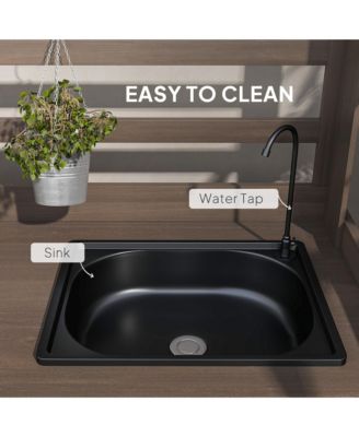 Wooden Potting Bench with Storage, Sink, Water Tap,