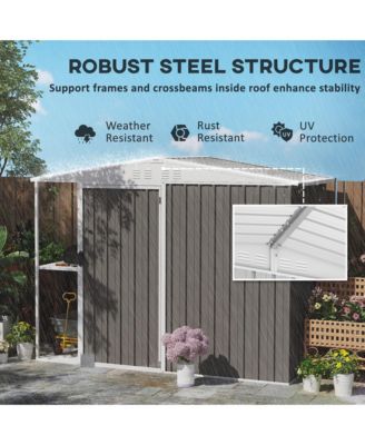 8 x 4ft Metal Shed, Outdoor Shed with Lock, Warm