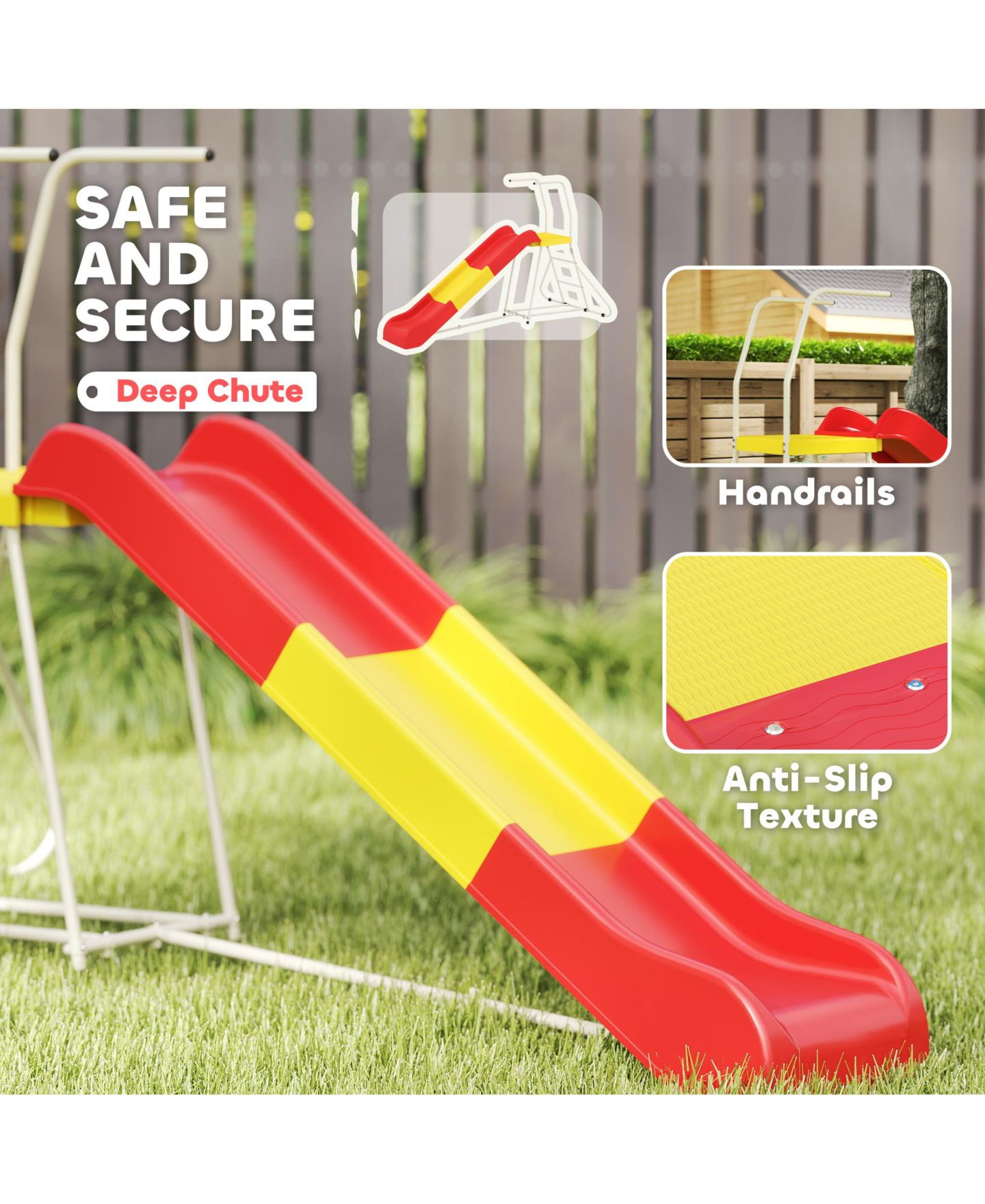Детская игрушка Qaba 6ft Metal Freestanding Slide, 99 lbs. Capacity, Ages 3-8, цвет: Красный — фото 5
