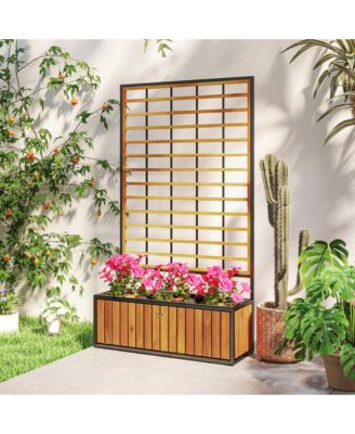 Raised Garden Bed, Planter Box with Trellis, Removable Pots,