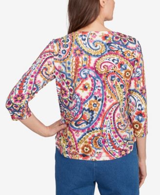 Women's Paisley Three Quarter Sleeve Top
