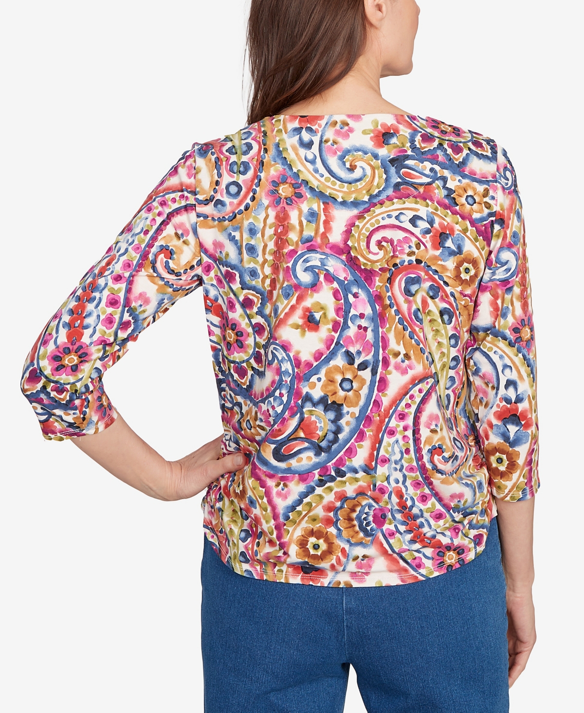 Alfred Dunner Petite Paisley Top In Multi