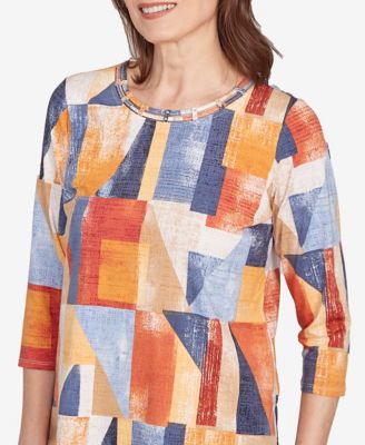 Women's Colorblock Detailed Crew Neck Top