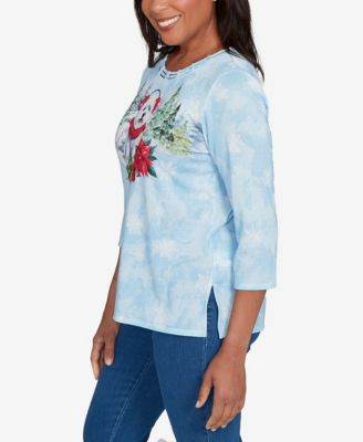 Women's Classic Holiday Dog in Earmuffs Crew Neck Top