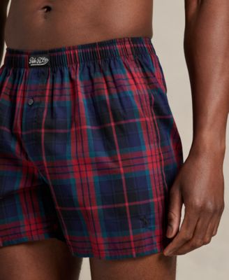 Men's Woven Single-Button Fly Boxer Shorts