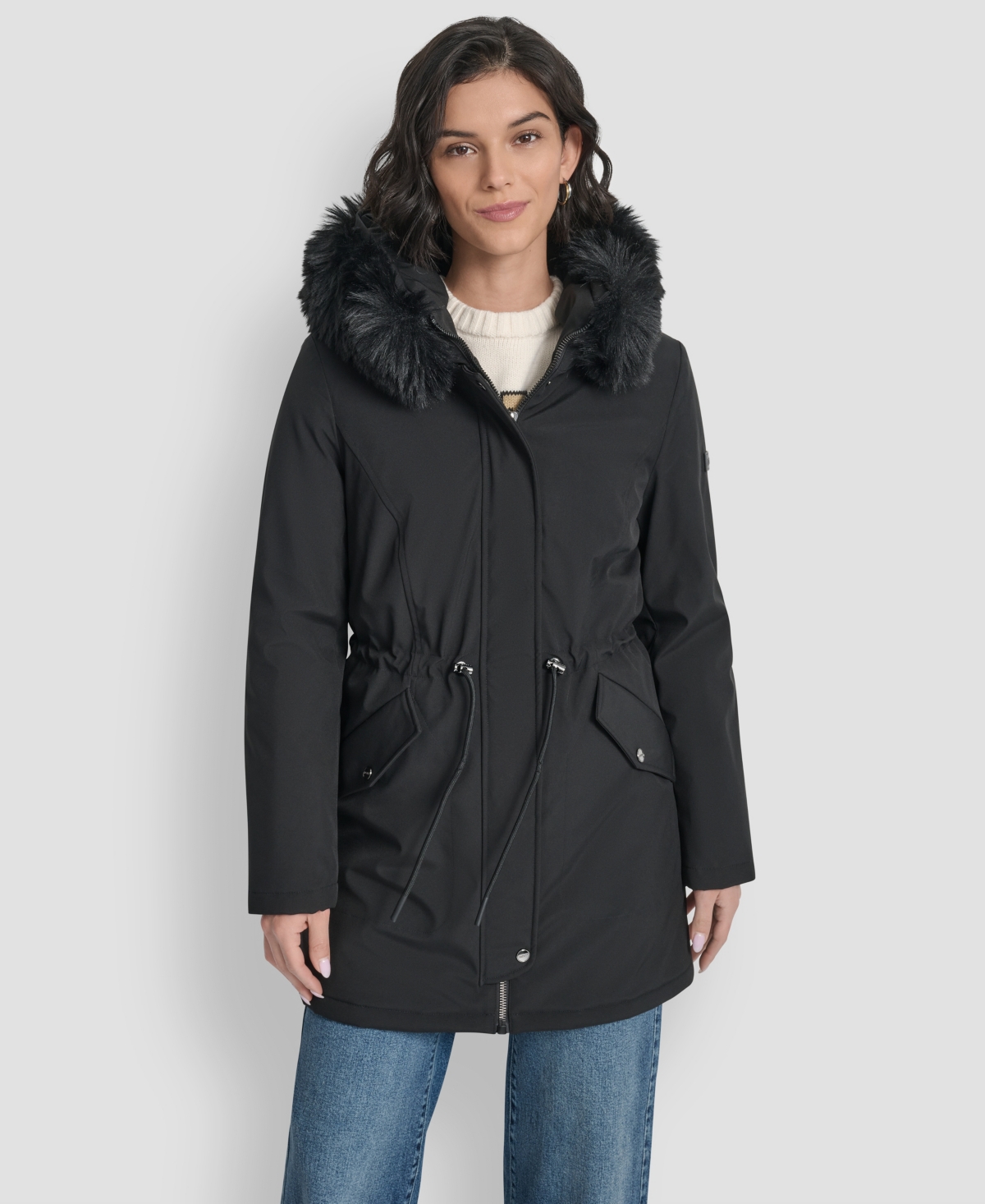 Dkny Women's Trim Hooded Anorak Puffer Coat
