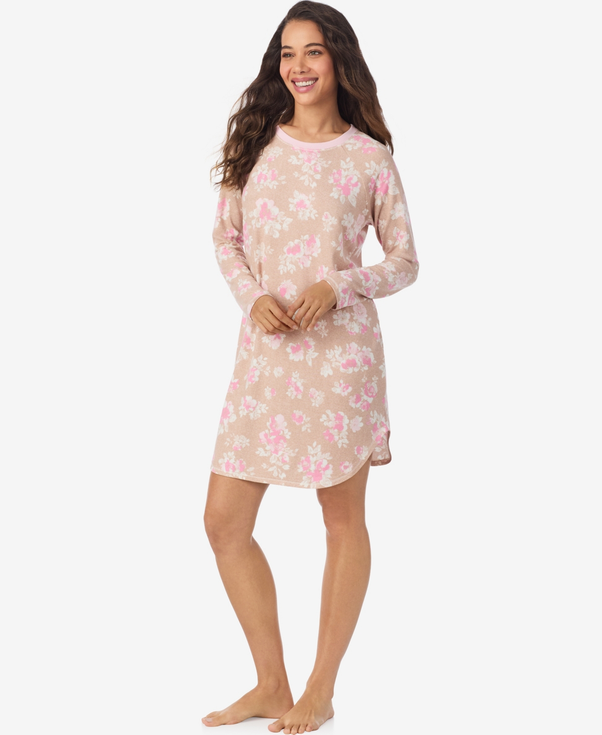 Cuddl Duds Women's Long Sleeve Scoop Neck Short Sleepshirt In Multi