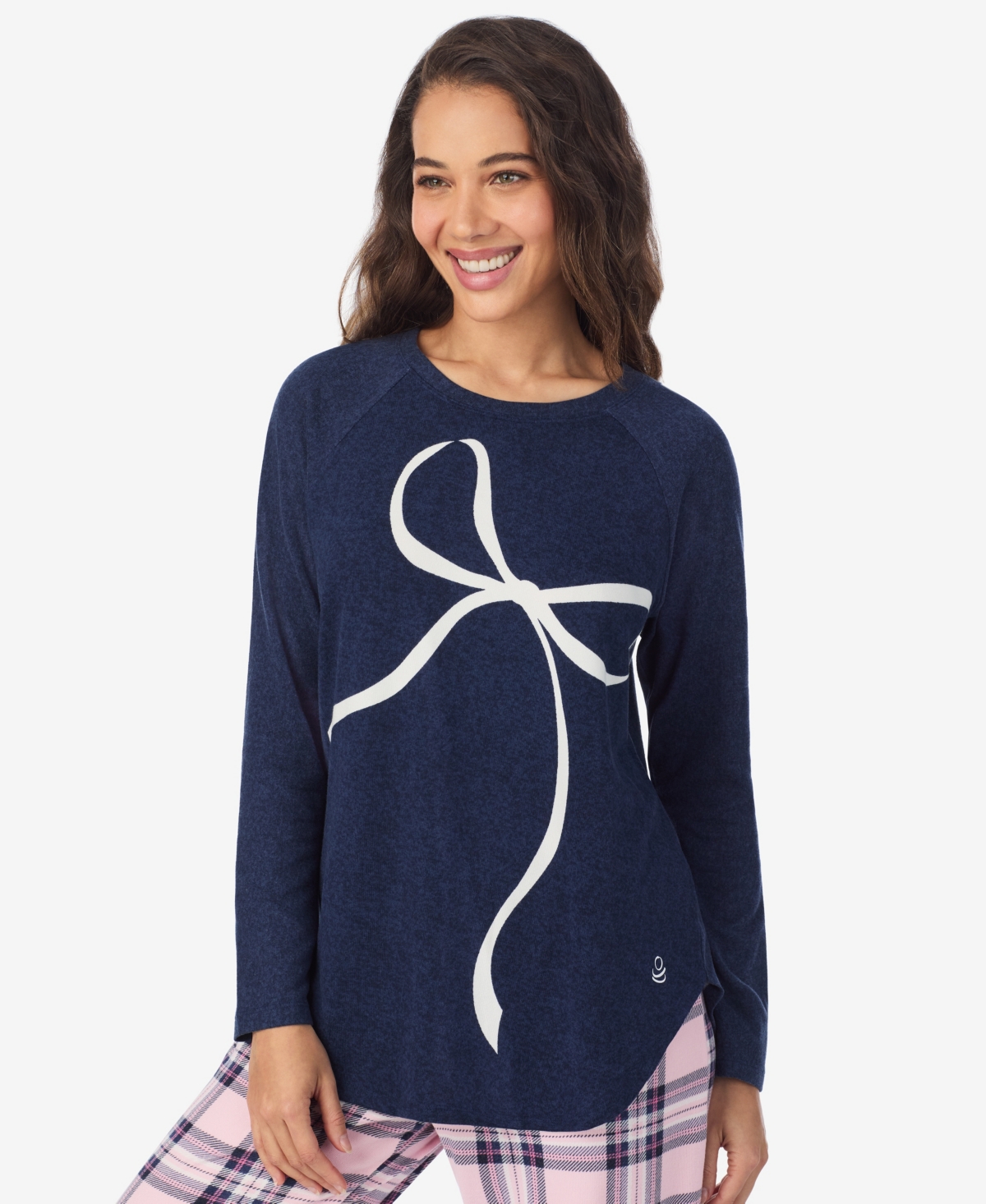 Cuddl Duds Women's Long Sleeve Crewneck Top And Jogger Pajama Set In Pink