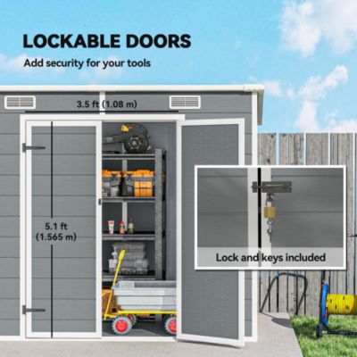 8' x 4' Outdoor Storage Shed, Resin Shed with Floor