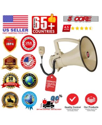 5Core Megaphone Bullhorn Speaker 100W Bull Horn Cheer Megafono 2000 Yards Range Loudspeaker W Siren - 3501 USB
