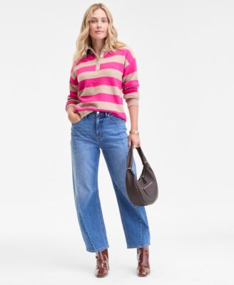 On 34th - Women's Brushed Striped Polo Sweater