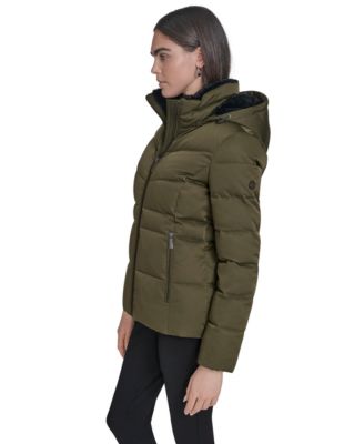 Women's Faux-Fur-Lined Hooded Puffer Coat