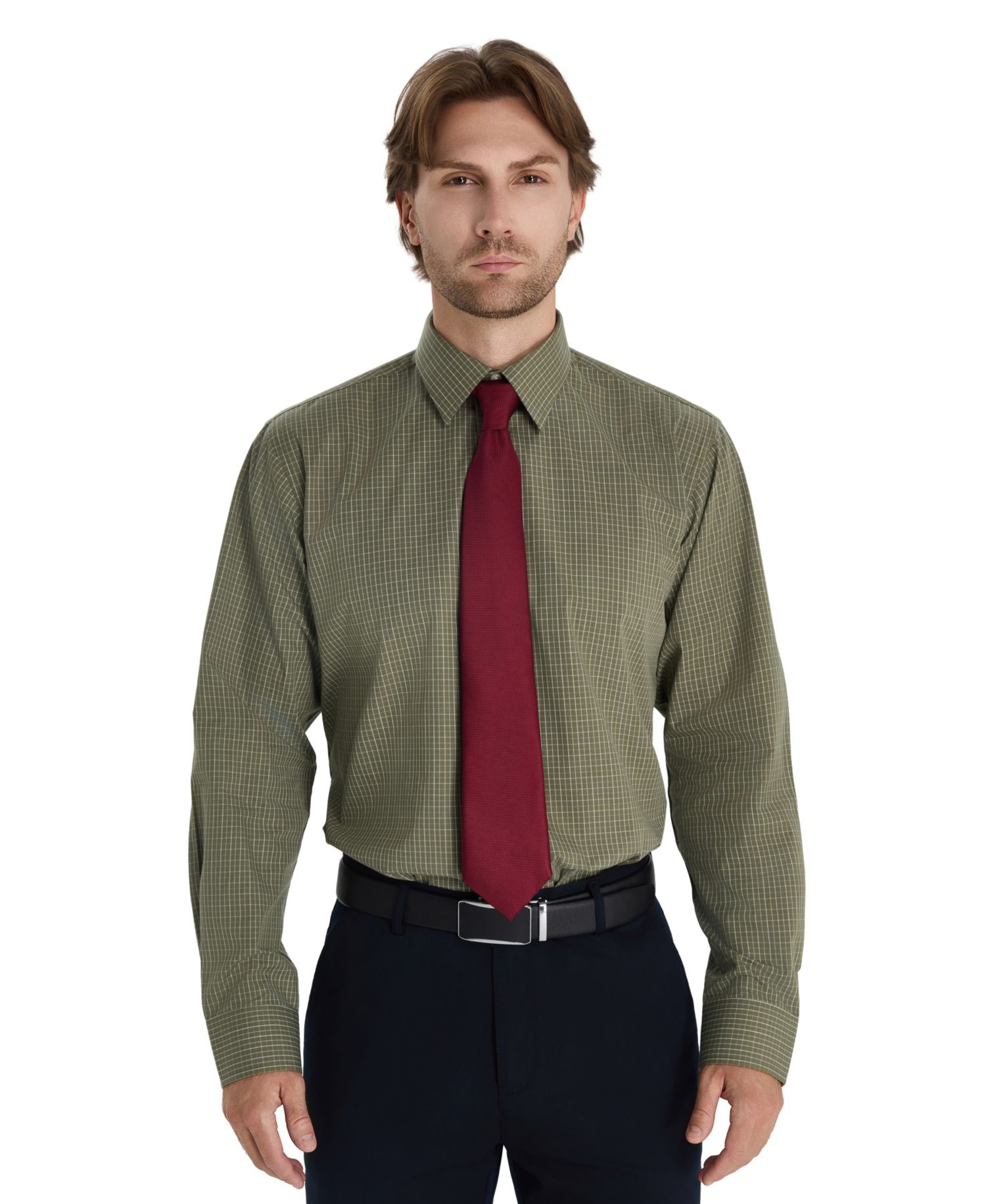 Men's Regular-Fit Micro Check Dress Shirt