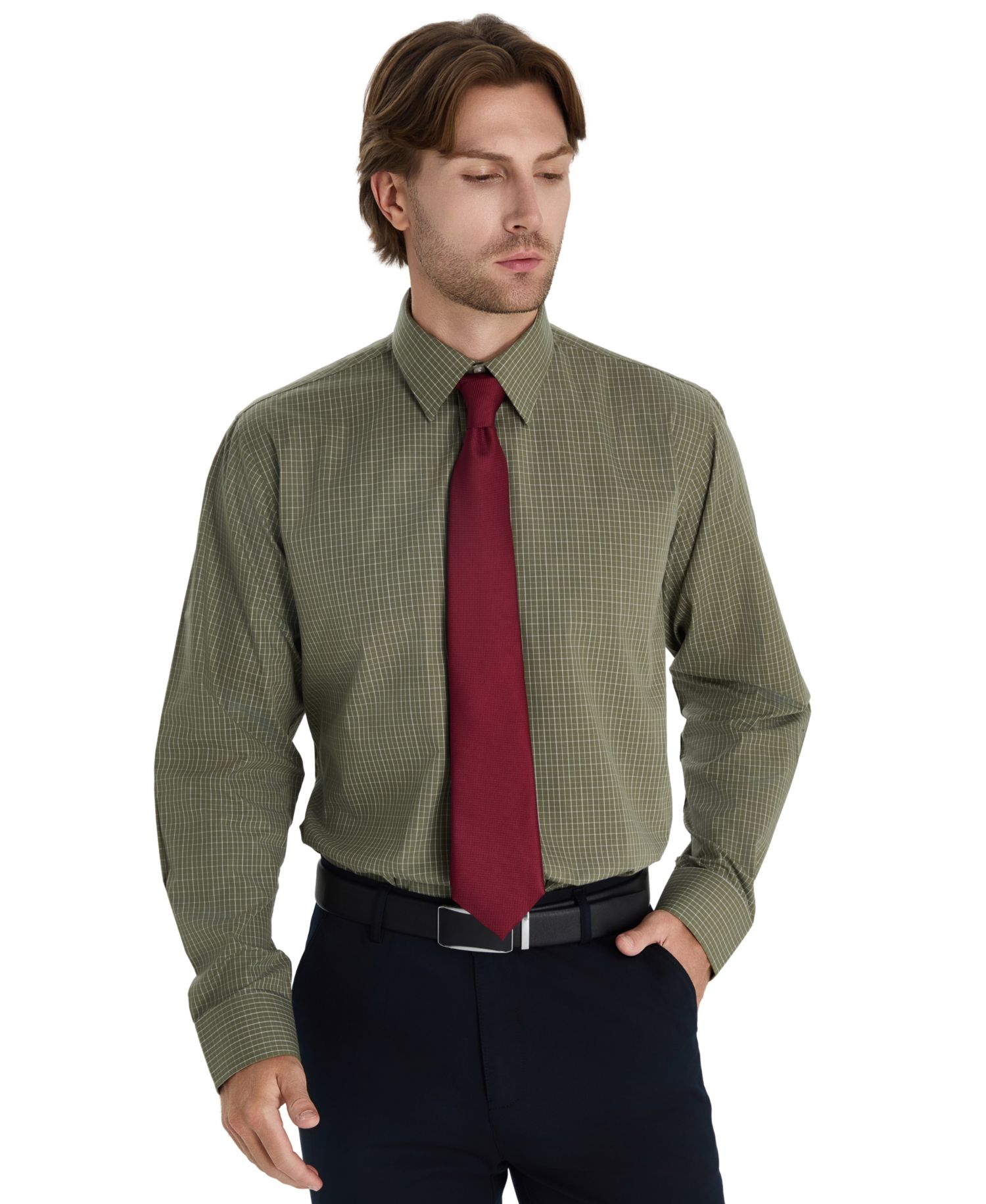 Men's Regular-Fit Micro Check Dress Shirt