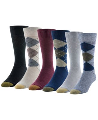 Gold Toe - Men's Campbell Argyle Crew Dress Socks, 6-Pack