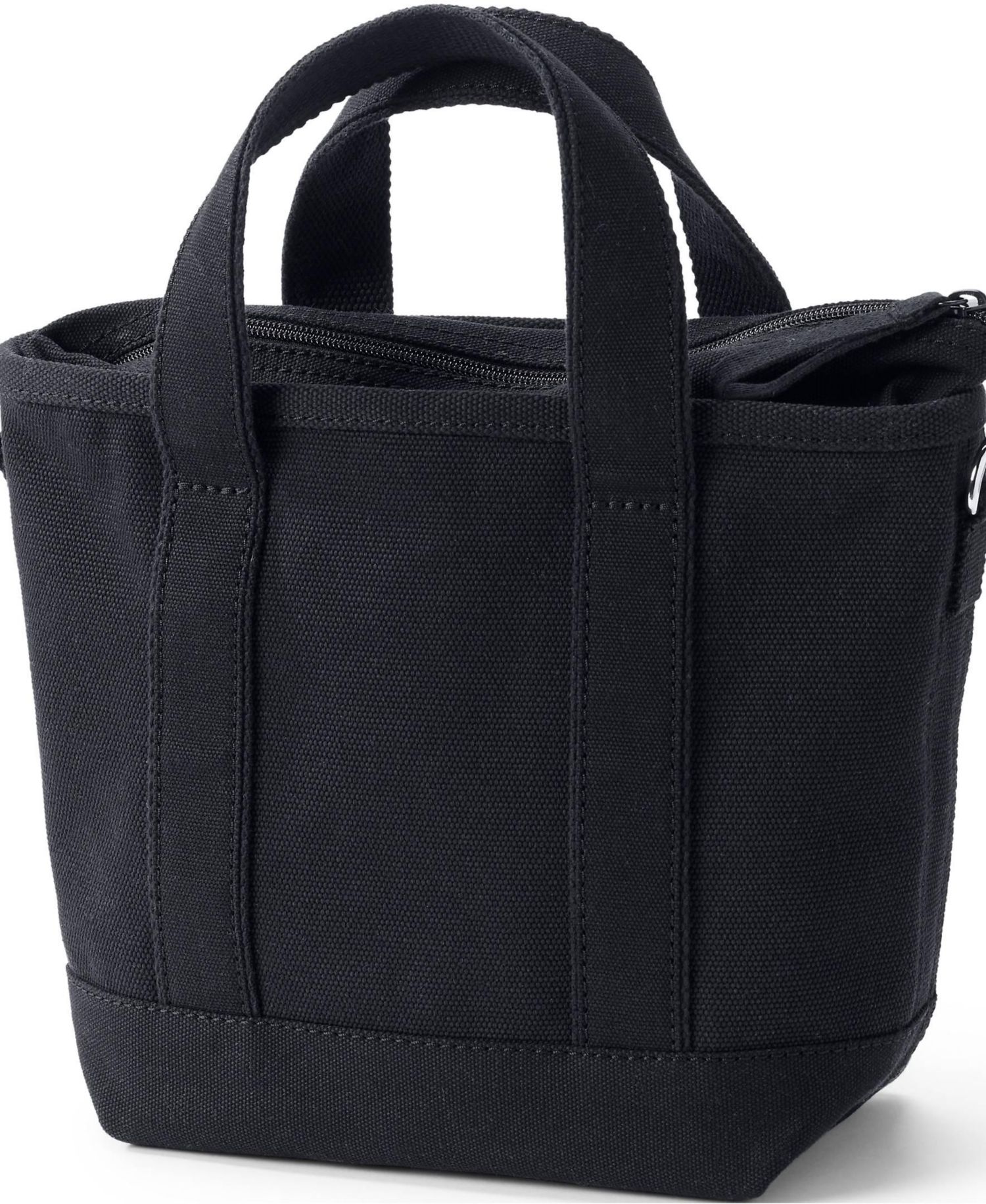 Small Solid Color 3 Pocket Zip Top Canvas Tote Bag