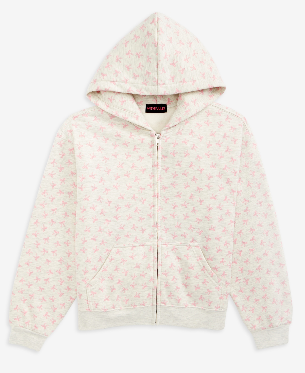 With Jules Girls 7-16 Printed Zip Hoodie In White
