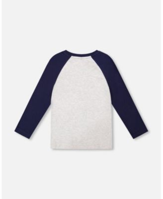 Little Boys Cotton Raglan Sleeve Tee Shirt Light Heather Grey - Toddler|Child