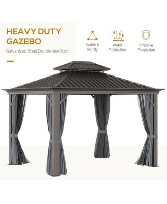 10' x 12' Hardtop Patio Gazebo, Netting Curtains,