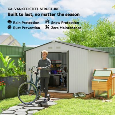 11ft x 9ft Outdoor Metal Storage Shed with 2 Doors,