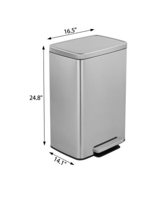 13 Gal./50 Liter Rectangular Stainless-Steel-Made Matt White Step-on Trash Can for Kitchen