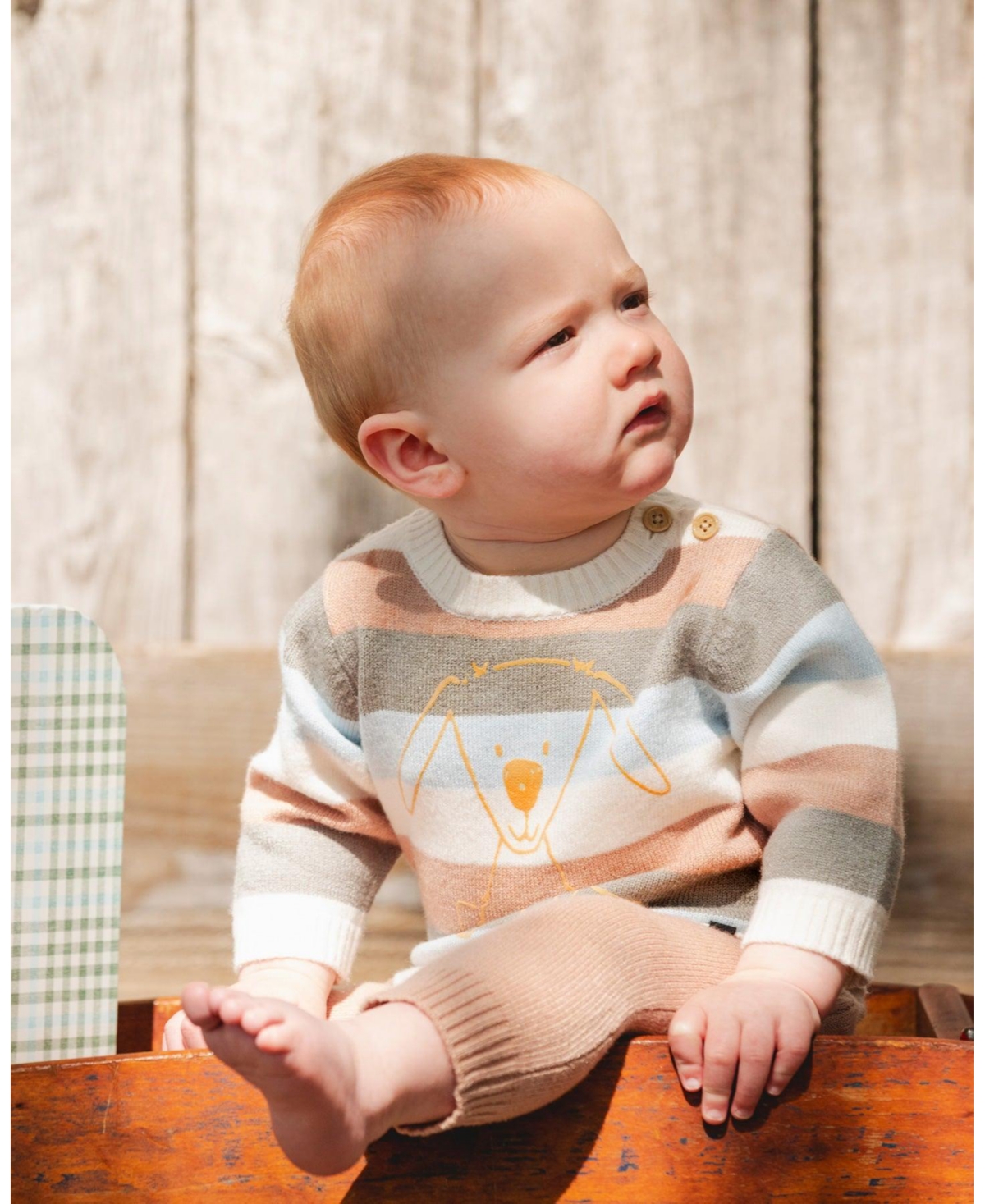 Deux par Baby Boys Knitted Top and Pant Set Light Caramel