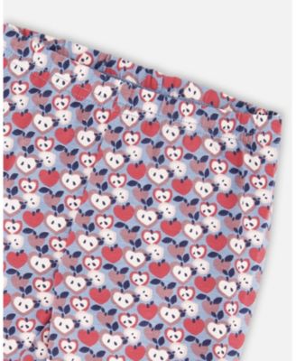 Girl Cotton Leggings Blue Apple Print - Toddler|Child