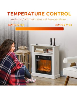 27" Electric Fireplace Heater with Mantel & Remote Control,