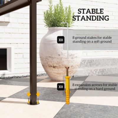 8 x 5ft Hardtop Grill Gazebo with Side Shelves and Cup Holders