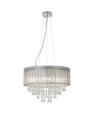 Chrome 7-Light Crystal Silver Fabric Shade 20" Wide Modern Fixture Chandelier Lighting