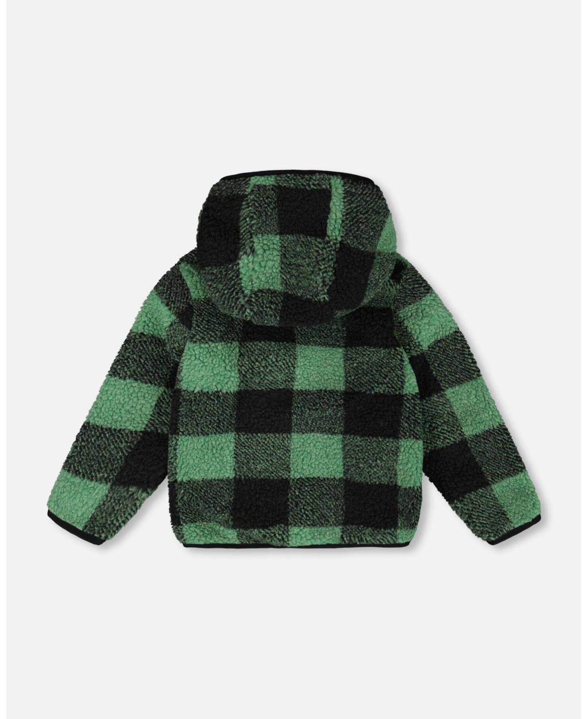 Deux par Baby Unisex Reversible Mid-Season Sherpa Jacket Teal Plaid