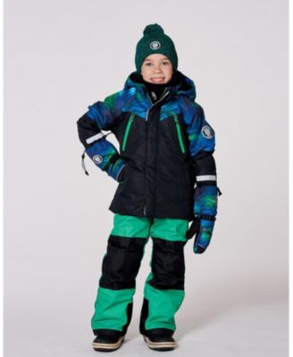Boy Two-Piece Play Snowsuit with Colorblocked Jacket Green - Child