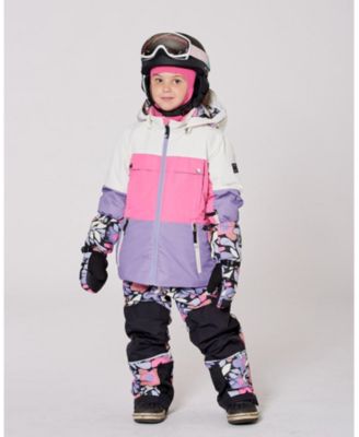 Girl Two-Piece Teknik Snowsuit Black Retro Flower Print - Toddler|Child