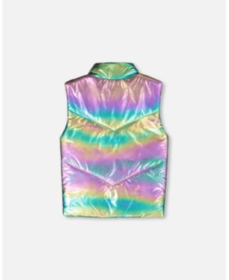 Girl Quilted Mid-Season Sleeveless Vest Metallic Multicolor - Toddler|Child