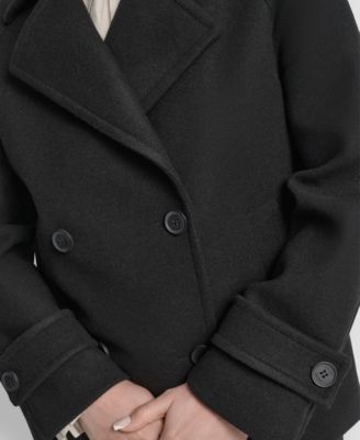 Petite Short Double Breasted Collared Coat