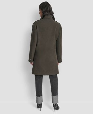Women's Double-Breasted Funnel Neck Military Coat