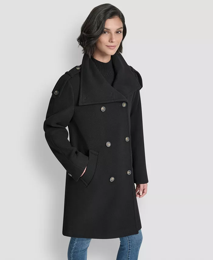 Women's Double-Breasted Funnel Neck Military Coat - thumbnail 10