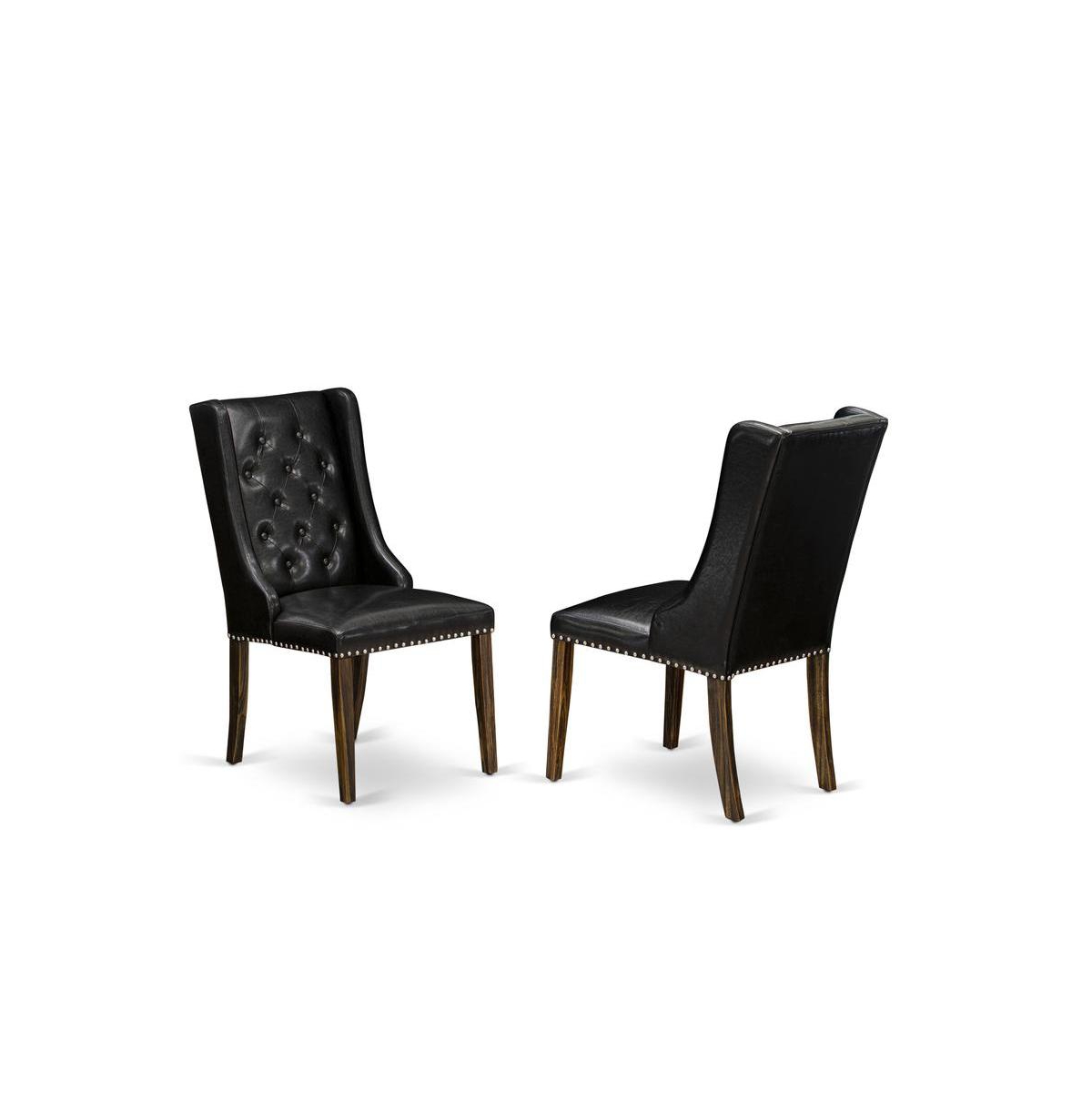 East West Furniture 5-Pc Kitchen Dining Room Set 4 Black Linen Fabric Dining Padded Chairs with Button Tufted Back and 1 Beautiful Rectangular Table