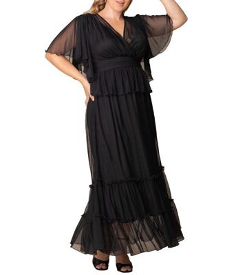 Plus Size Graceful Tiered Mesh Gown