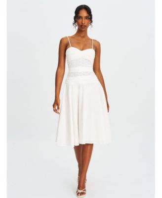 Women's Maelis White Eyelet Drop Waist Cotton Midi Dress