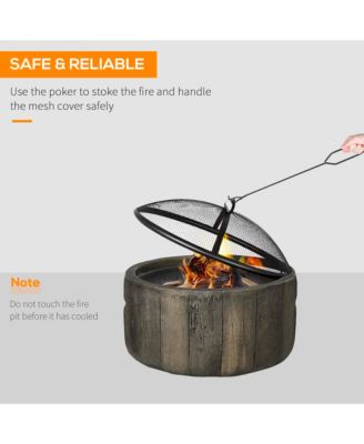 Fire Pit with Spark Screen and Poker, 18" Wood-burning Bowl,