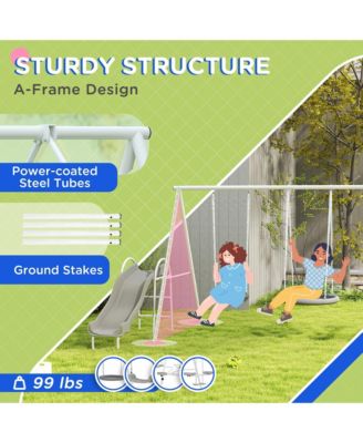 4-in-1 Kids Metal Swing Set for Backyard