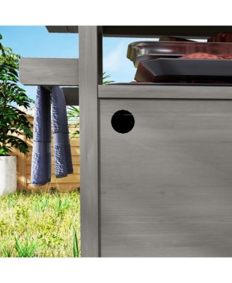 Grill Cart, Kitchen Island with Storage Cabinets,