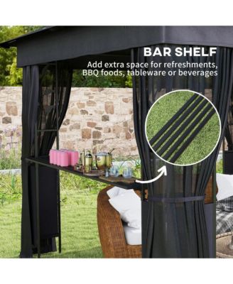 10' x 10' Outdoor Gazebo with Shelf and Netting, UV30+ Protected