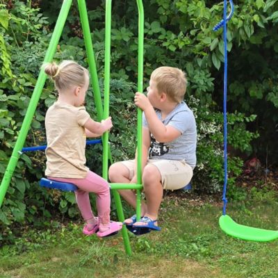 2-in-1 Kids Metal Swing Set for Backyard