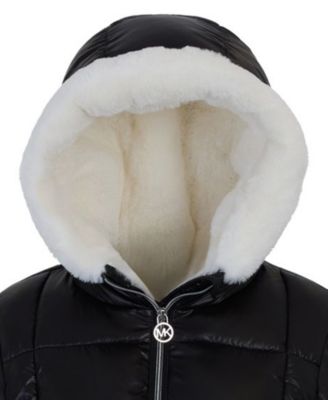 Big Girls Faux Fur Pocket Puffer Jacket