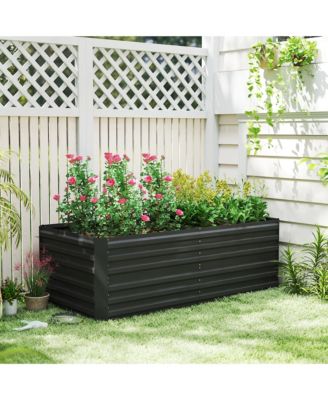 Raised Garden Bed Metal Planter Box with Reinforced Rods,